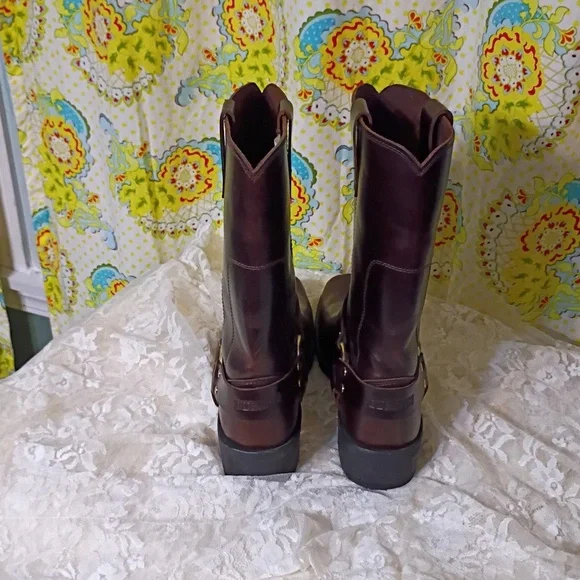 Vintage Durango Engineer Harness Brown Leather Boots with Buckle Men 8.5 W 10